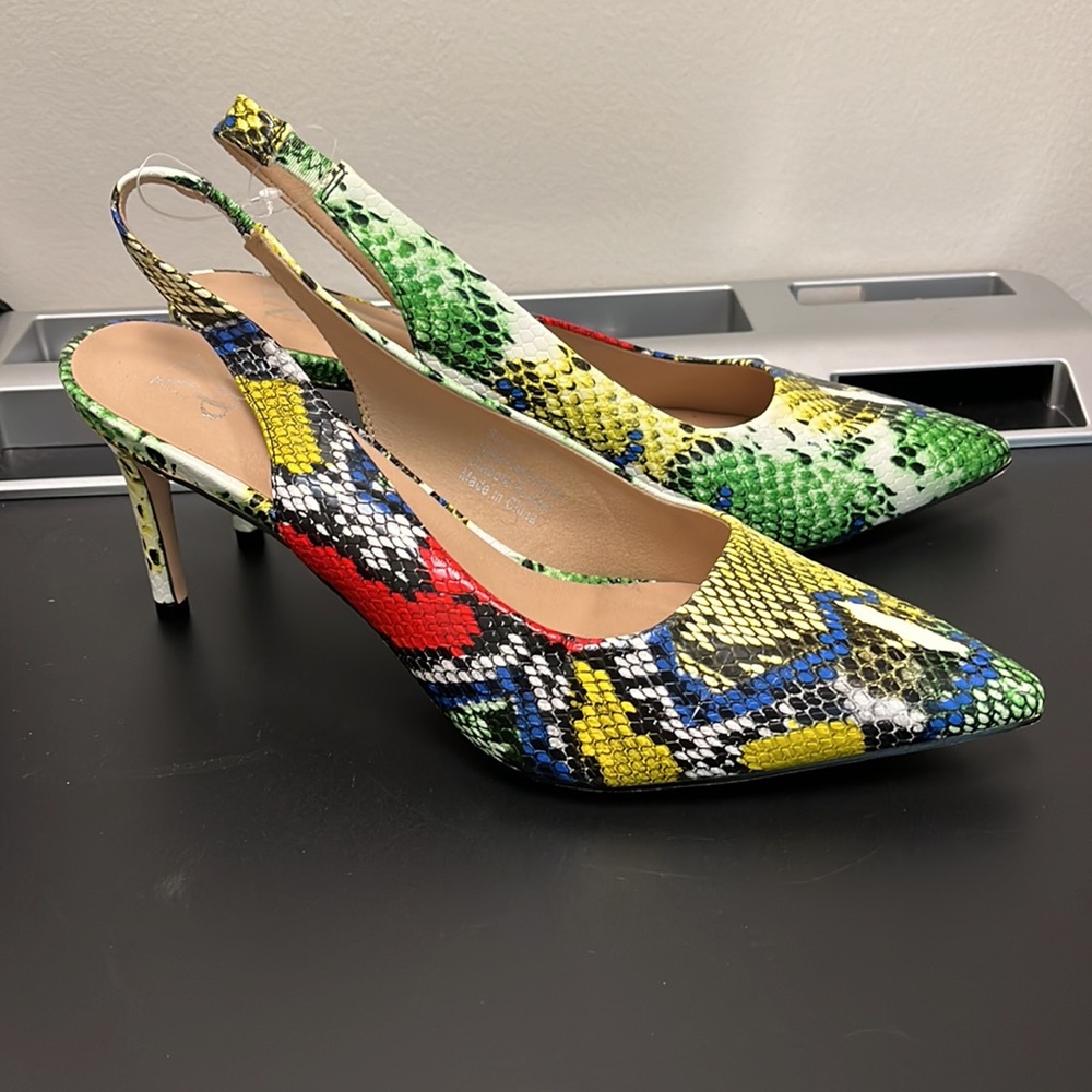 New York & Company Steph Slingback Snakeskin Pump Heels